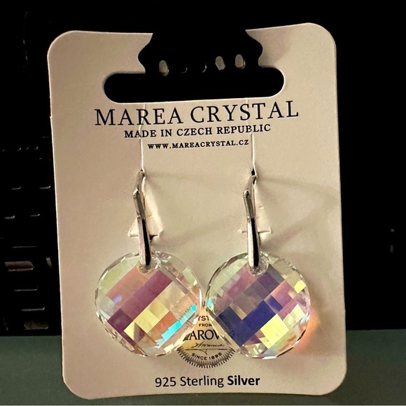 Marea Crystal Sterling Silver Drop Earrings, Made in Czech Republic w/Swarovski - Picture 13 of 16